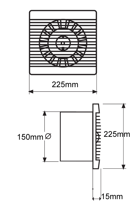 BAS150SLT Bathroom Kitchen Toilet wall mounted extractor