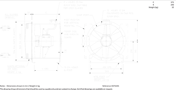 500mm Maxfan Compac Low Supplied With Inverter Speed